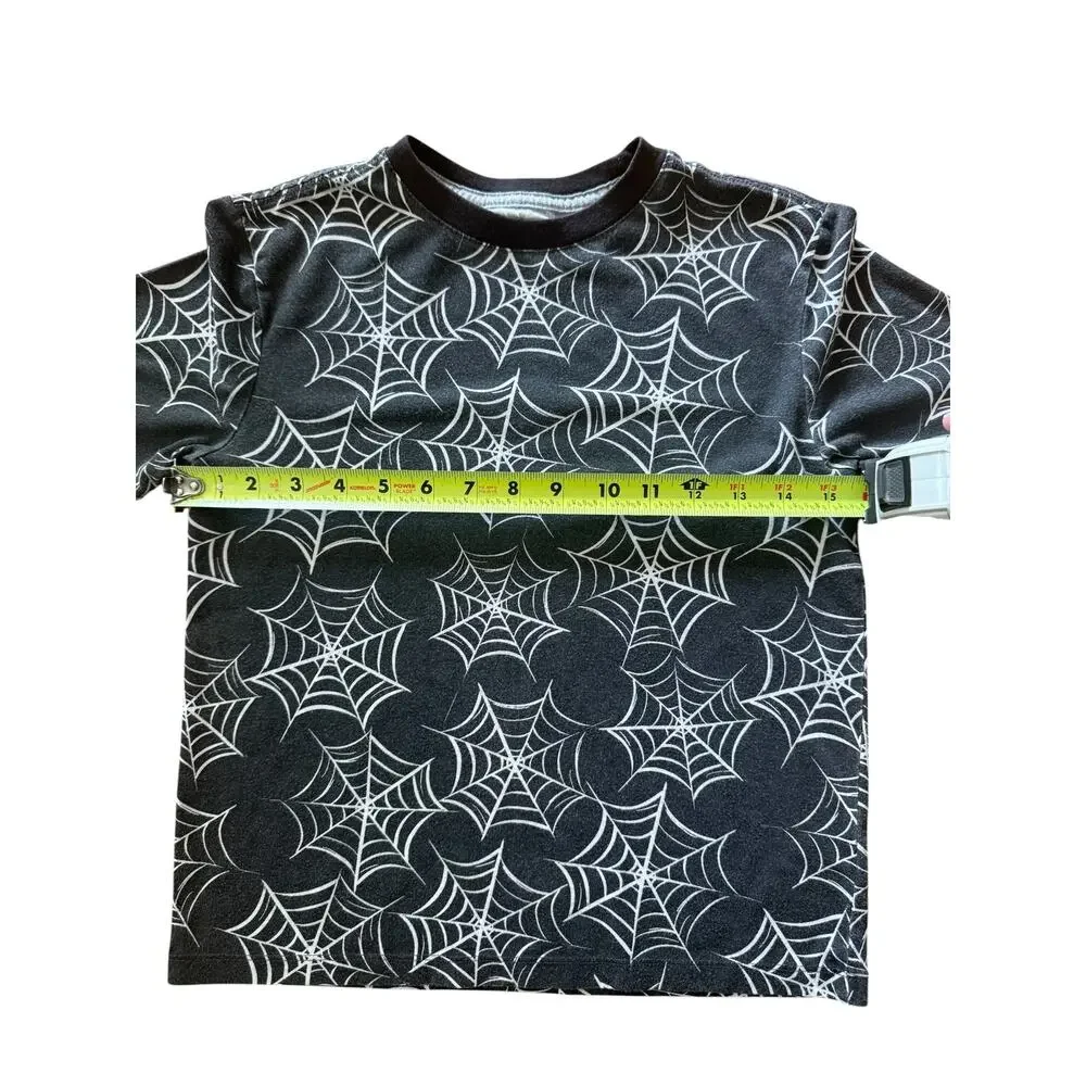 Old Navy Boy Girl Spiderweb Halloween T-Shirt Black Web Pattern Size Medium